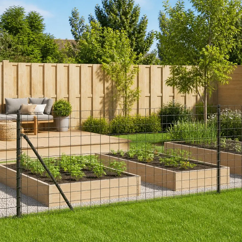 Wire Mesh Fence Panel with Spike Anchors, Anthracite