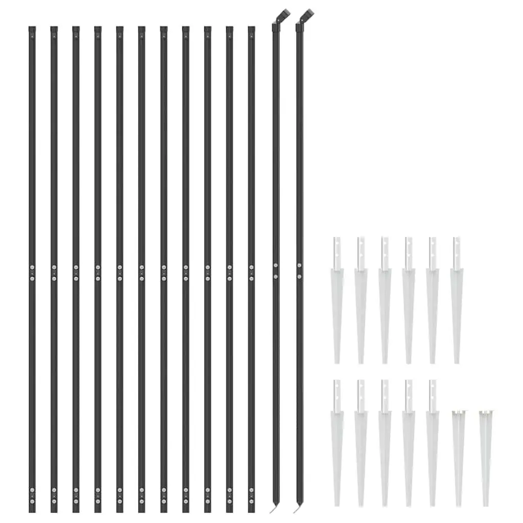 Wire Mesh Fence Panels Anthracite 1.6 m x 25 m with Spike Anchors
