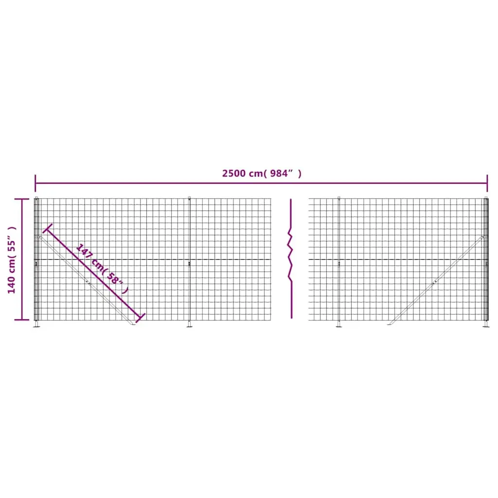 Wire Mesh Fence Panel with Flange Anthracite 1.4 x 25 m