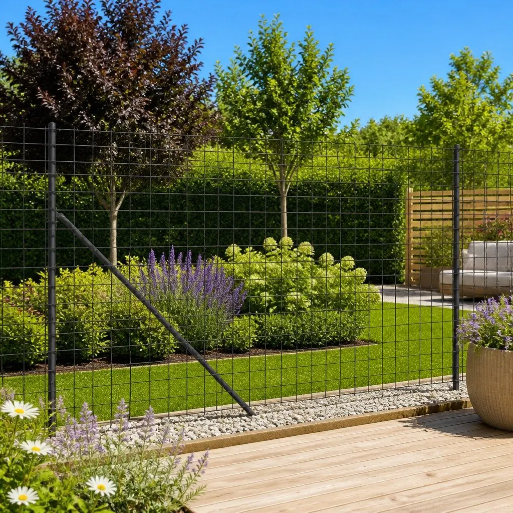 Anthracite Grey Wire Mesh Fence Panel with Flange 1.6 x 25m Outdoor Barrier