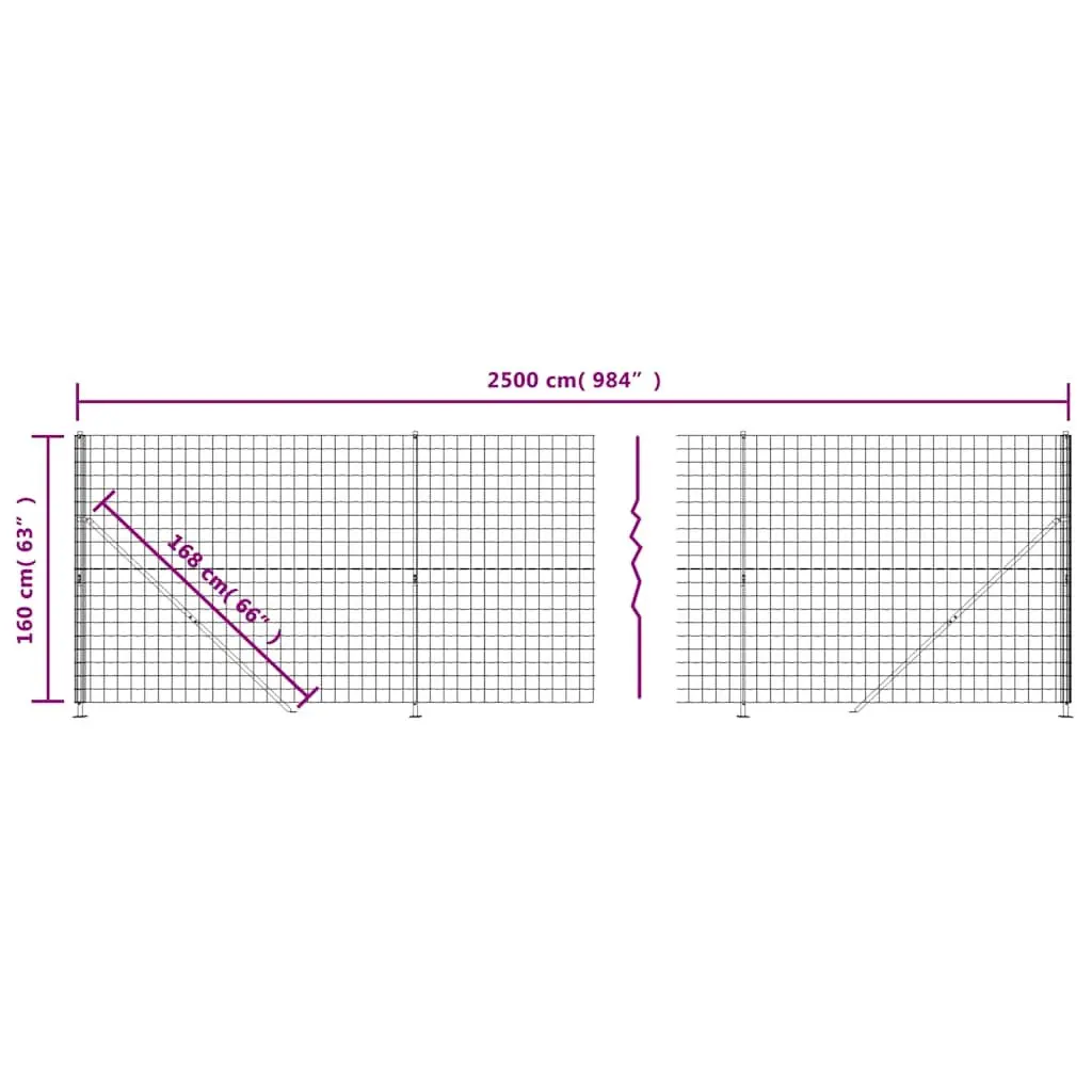 Anthracite Grey Wire Mesh Fence Panel with Flange 1.6 x 25m Outdoor Barrier