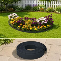Garden Edging Black 10m Flexible Border Lawn Edge Flower Bed Path Landscaping