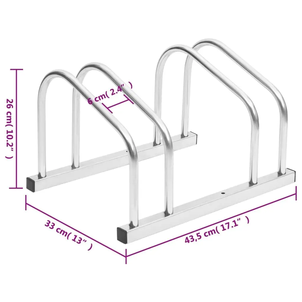 Bike Rack Galvanised Steel Ground Storage Stand for 2 Bicycles