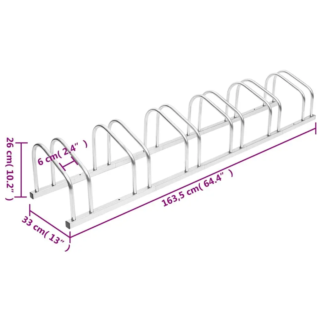 Bike Rack Galvanised Steel Floor Stand 6 Bikes