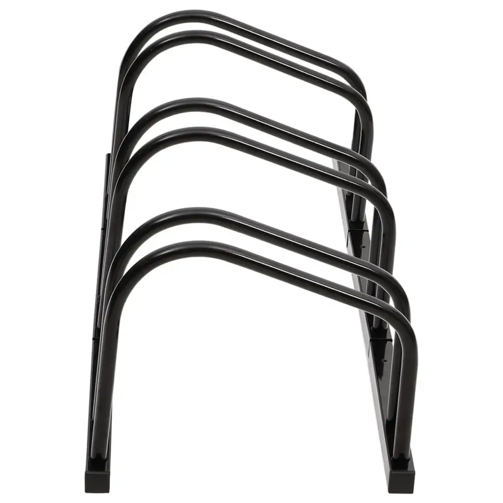 Bike Rack Floor Stand Storage Black Steel for 3 Bicycles