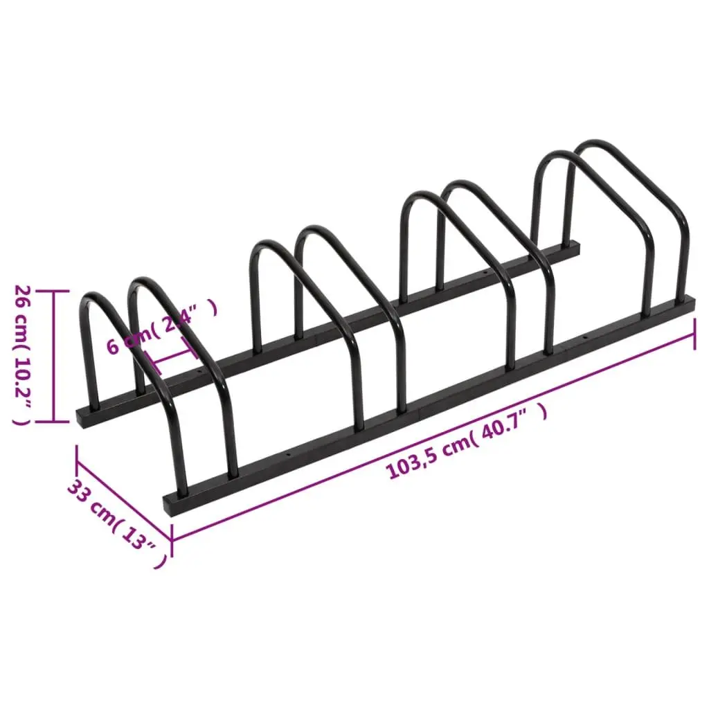 Bicycle Rack Steel Floor Parking Storage Black 4 Bikes