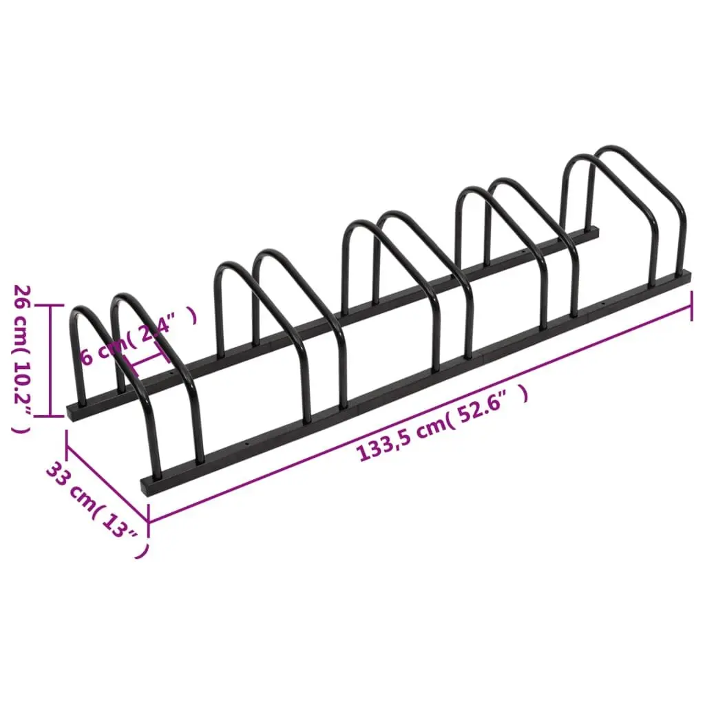 Bike Rack Floor Standing Steel Black for 5 Bikes Storage Organizer