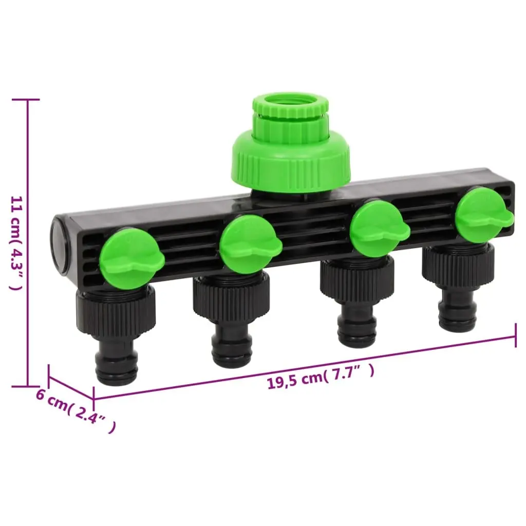 4-Way Tap Adaptor Garden Hose Splitter Water Irrigation Connector Green