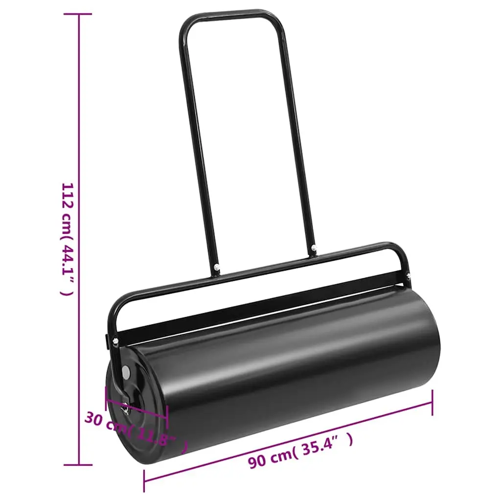 Garden Lawn Roller Push Handle Black 63L Iron Steel Aerator Tool
