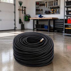 Hybrid Air Hose 50m Black Pneumatic Compressor Hose 3/8" BSPT Quick Coupler