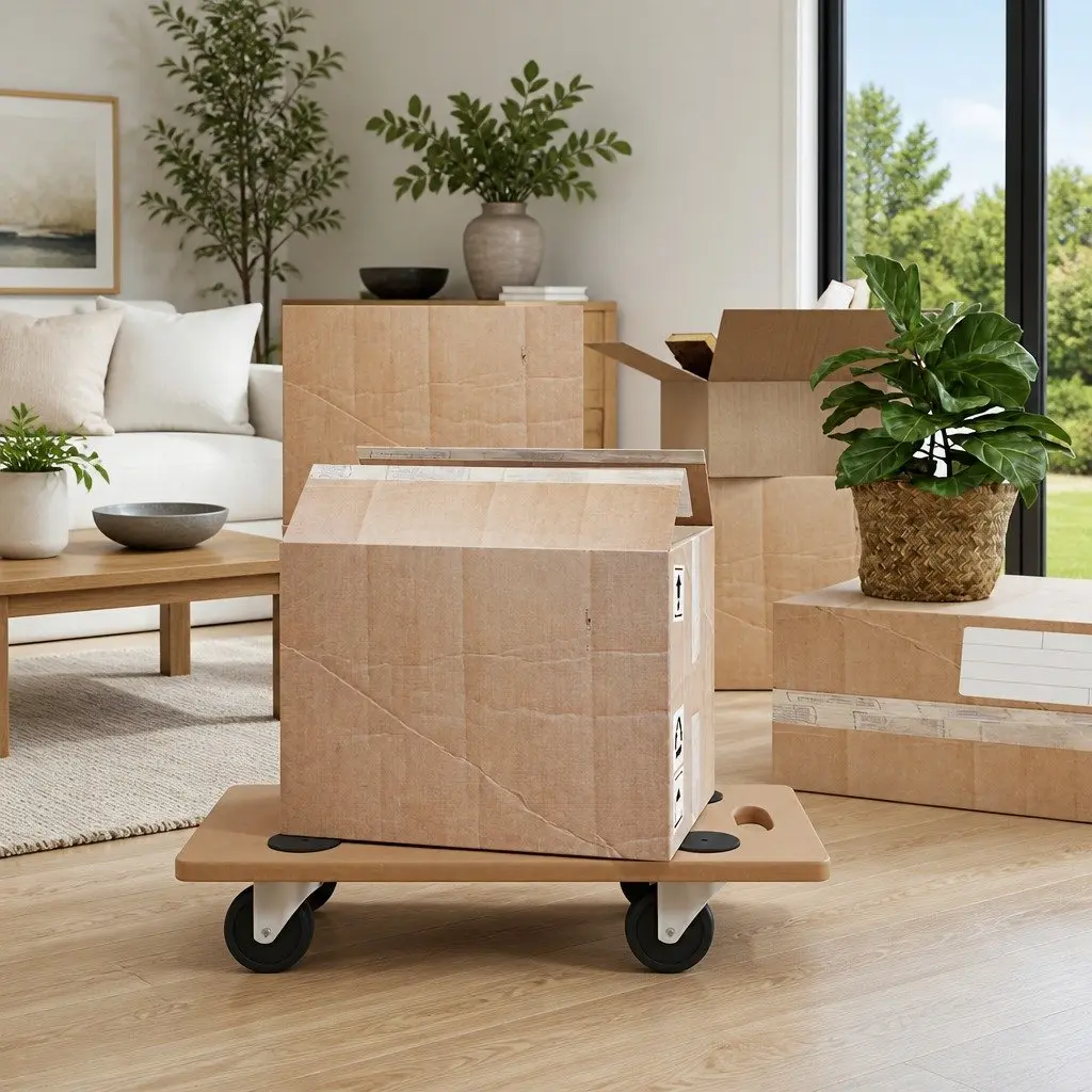Dolly Trolleys 2 Piece Rectangular Brown Moving Platform Furniture Transport