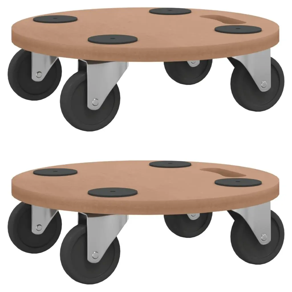 Dolly Trolleys 2pcs Round Brown Engineered Wood Furniture Moving Platform With