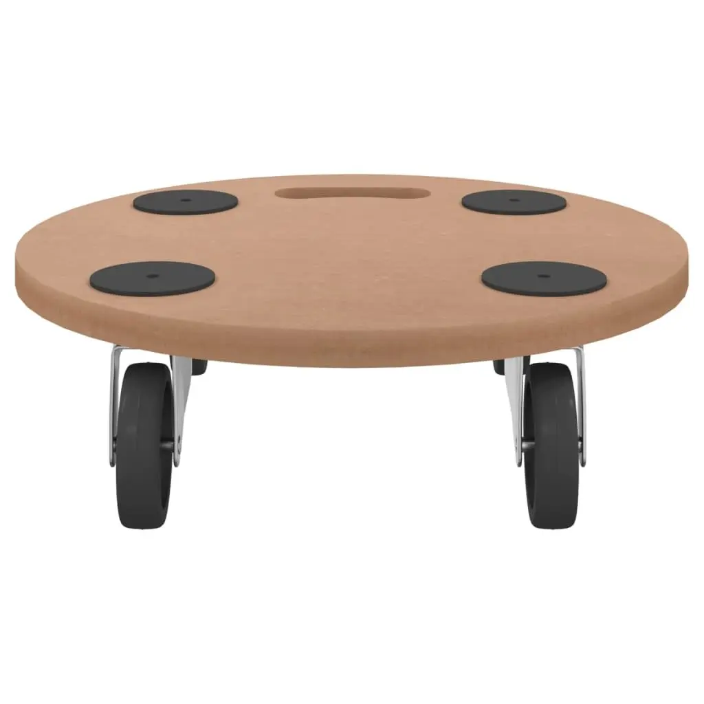 Dolly Trolleys 2pcs Round Brown Engineered Wood Furniture Moving Platform With