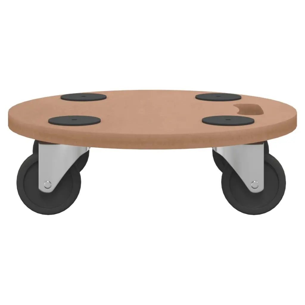 Dolly Trolleys 2pcs Round Brown Engineered Wood Furniture Moving Platform With