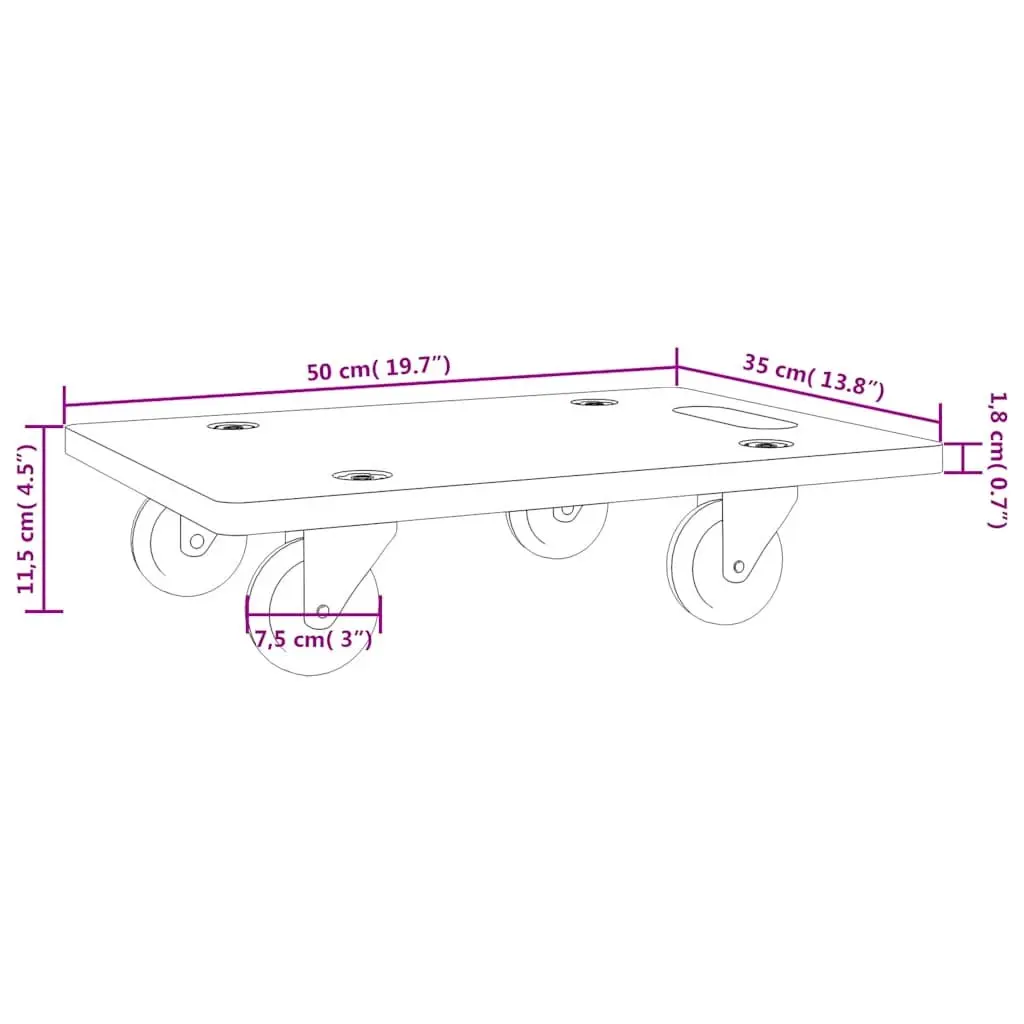 Transport Trolley 2 pcs Rectangular Furniture Mover Dolly Plywood 250kg Capacity