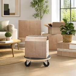Round Transport Trolley 38cm Moving Furniture Dolly Heavy Duty Castors Grey