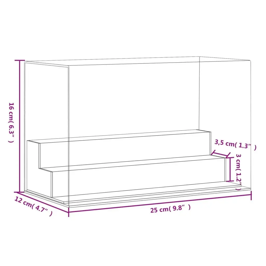 Acrylic Display Box Transparent Dustproof 25x12x16 cm Collectibles Showcase Case