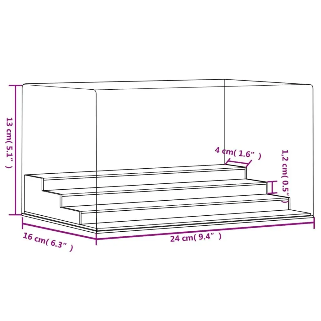 Acrylic Display Box 24x16x13 cm Transparent 4-Tier Collectibles Showcase