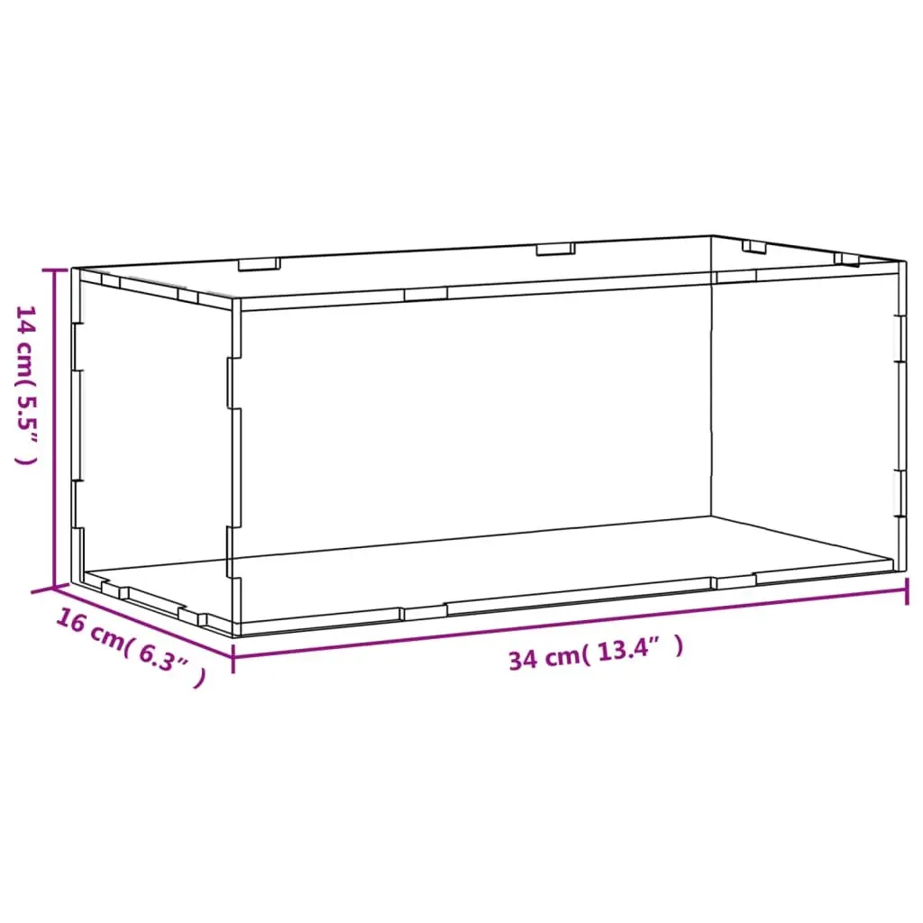 Acrylic Showcase Box Dustproof Structure 34x16x14cm Clear Protection Display