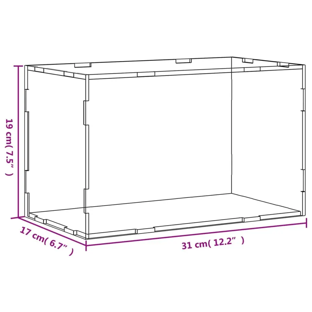 Acrylic Display Box Transparent Dustproof Case 31 x 17 x 19 cm
