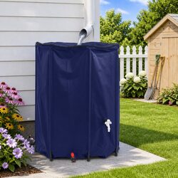 Water Tank with Tap Foldable 1350L Blue Collapsible Rain Storage Garden