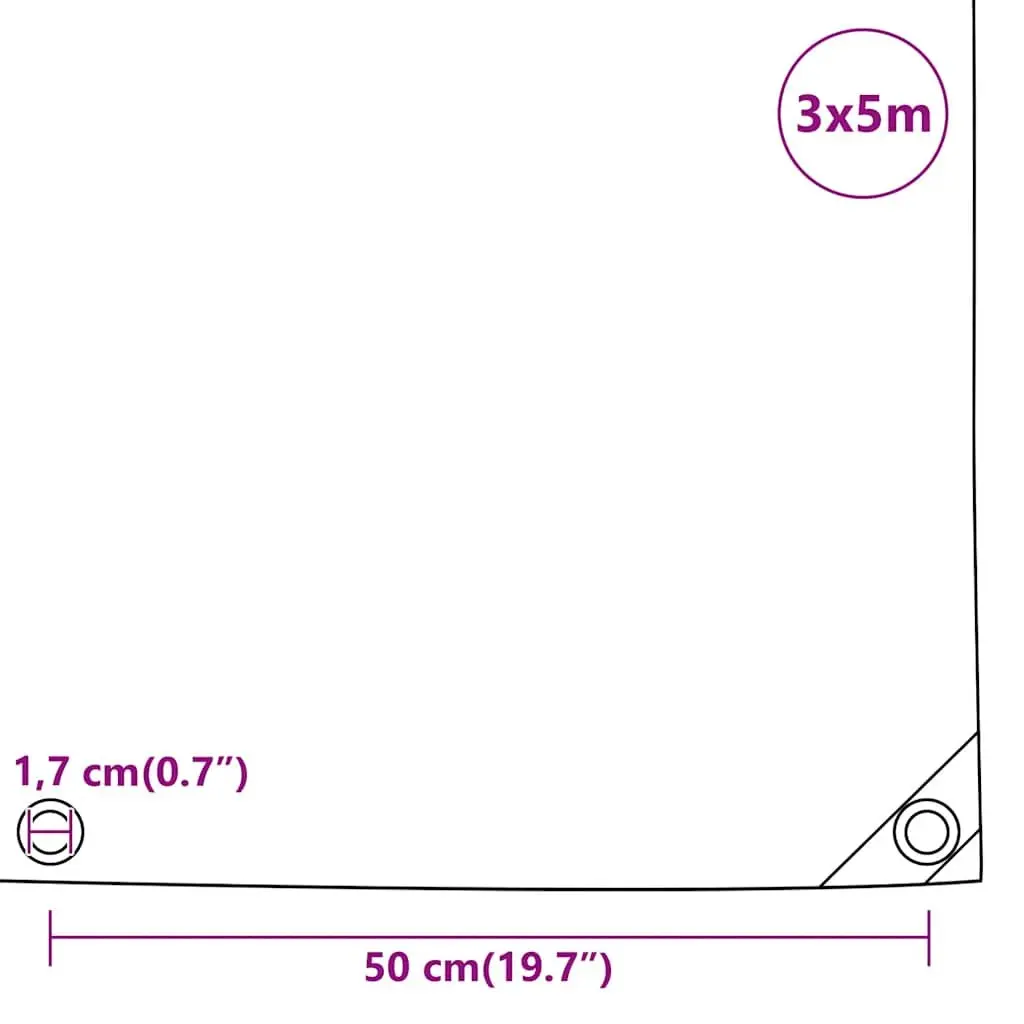 Heavy Duty Tarpaulin Water Resistant Anthracite 3x5m