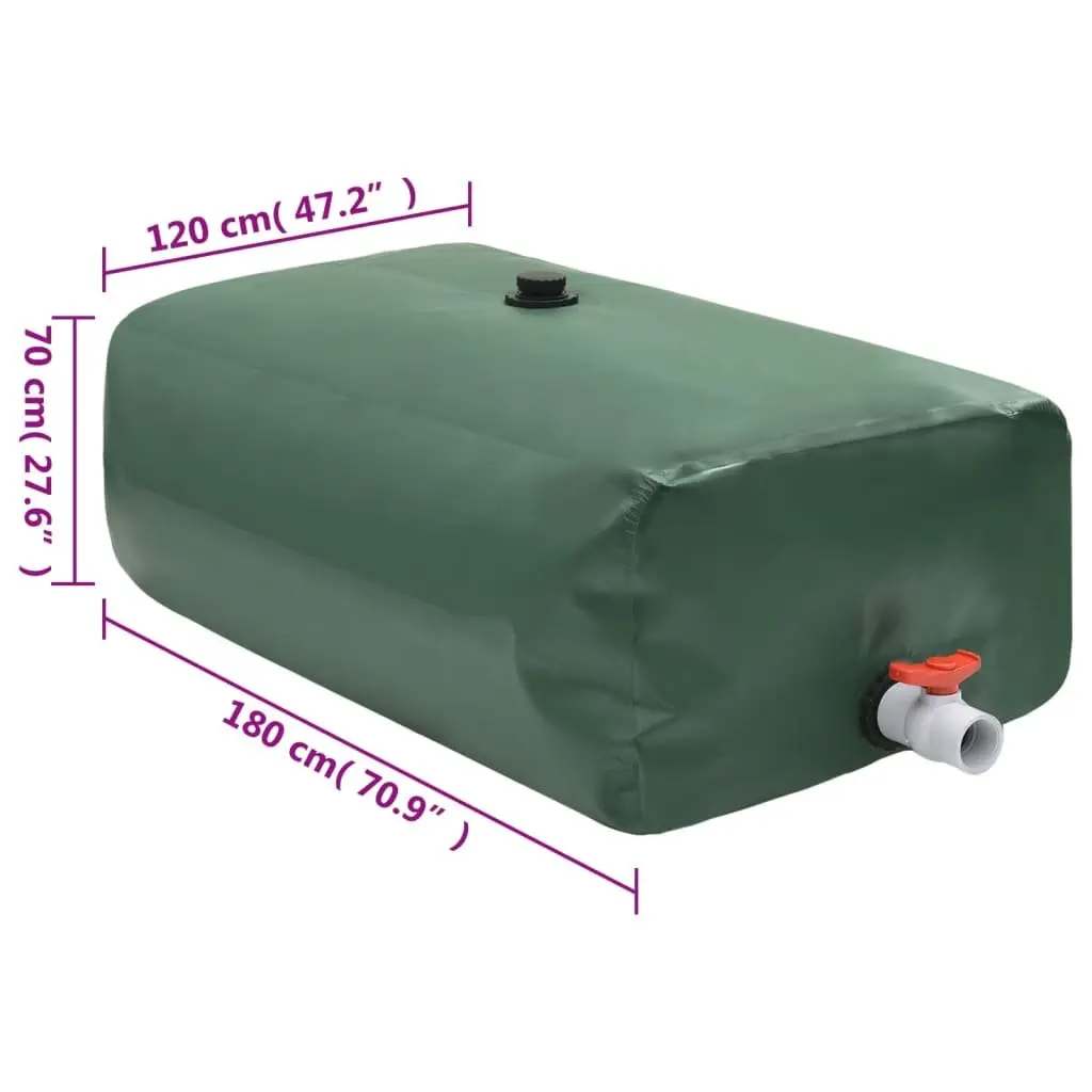 Water Tank Foldable 1500L Garden Storage Container with Tap Green