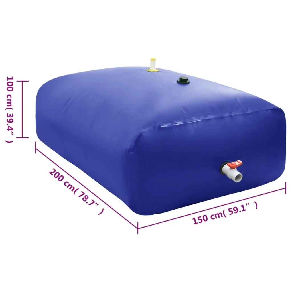 Foldable Water Tank 3000L Blue Garden Storage Rainwater Collection Tap Watering