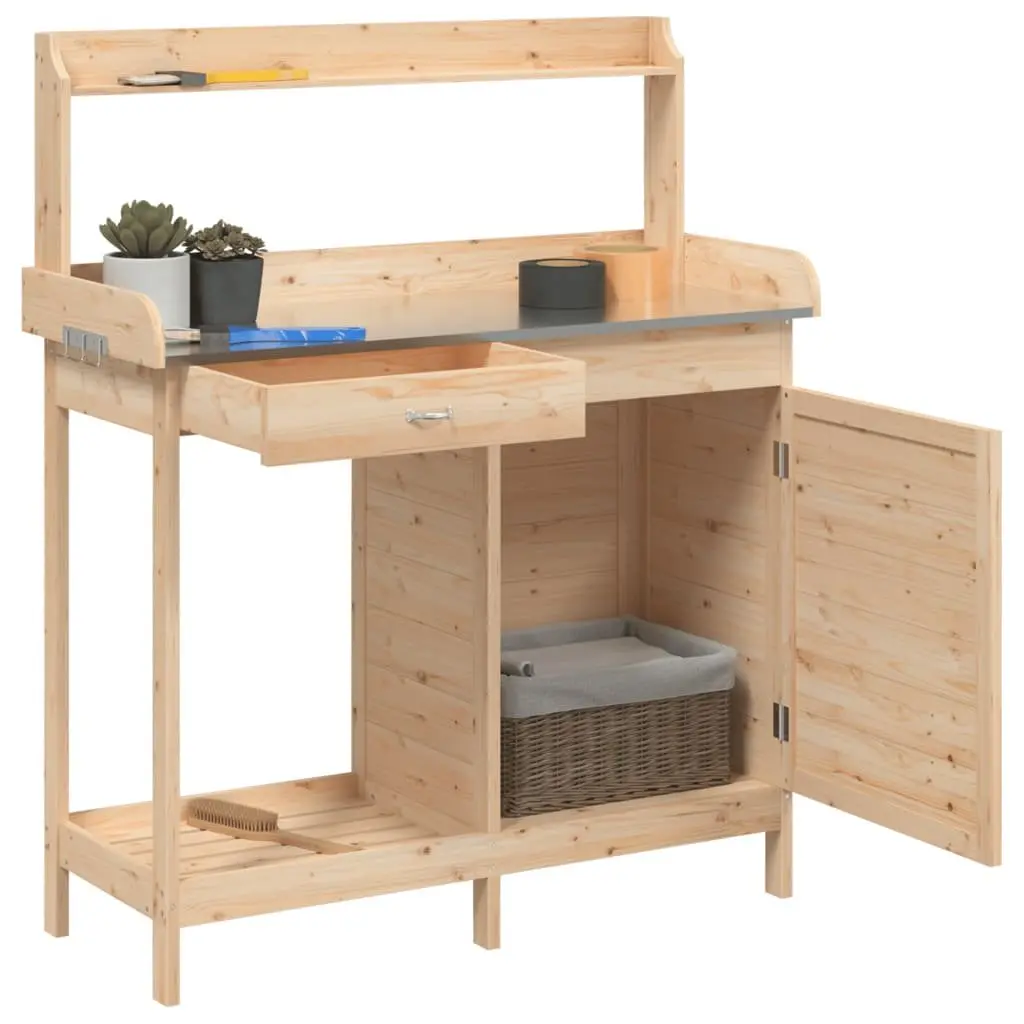Potting Table with Storage in Brown