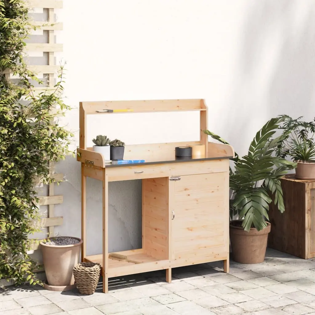 Potting Table with Storage in Brown