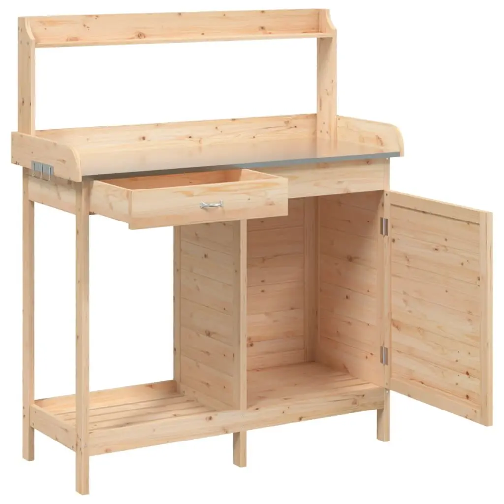 Potting Table with Storage in Brown