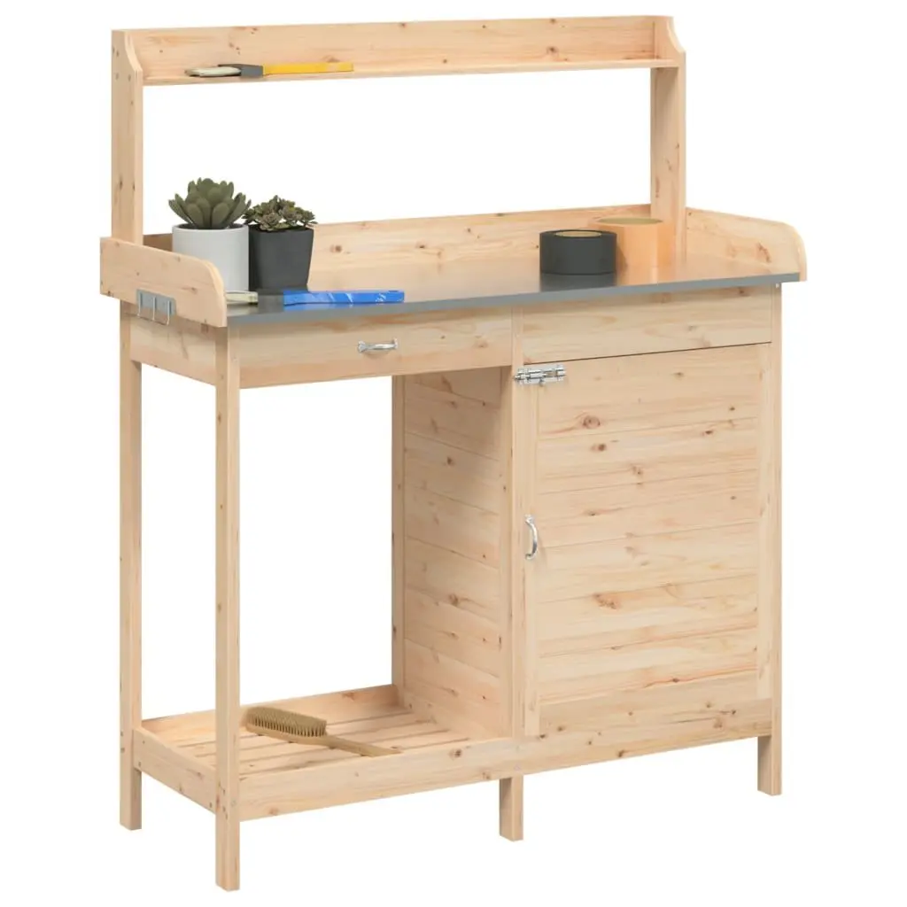 Potting Table with Storage in Brown