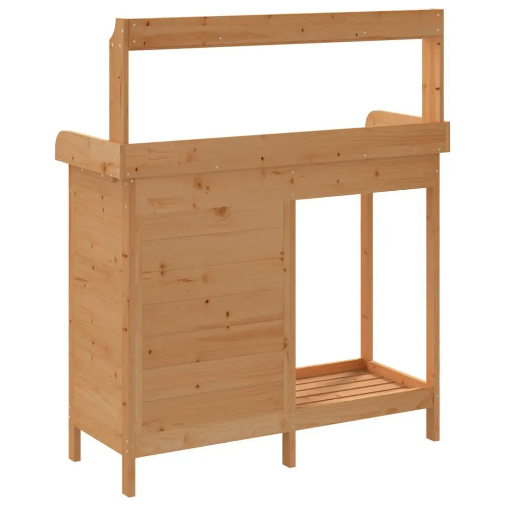 Potting Table with Cabinet Solid Wood Fir Brown 110.5x45x124.5 cm