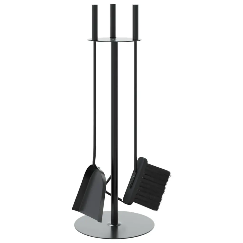 Fireplace Tool Set Steel 4 Piece Poker Shovel Broom Ash Cleaning Rack