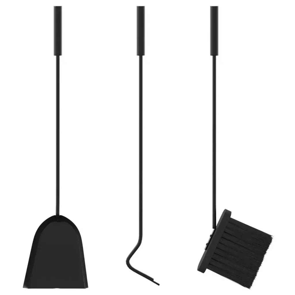 Fireplace Tool Set Steel 4 Piece Poker Shovel Broom Ash Cleaning Rack