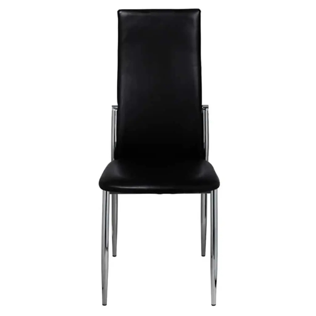Dining Chairs Modern High Backrest 6 Piece Black Faux Leather Set