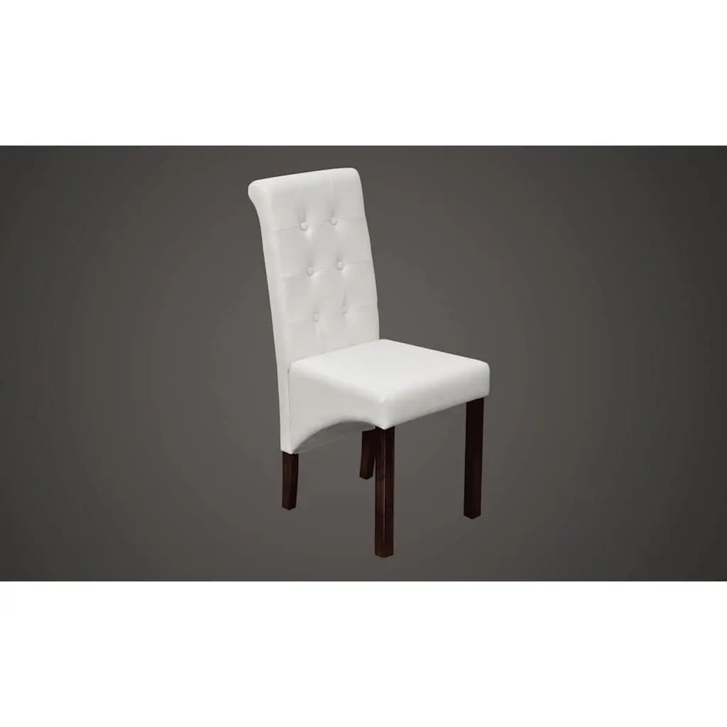 Dining Chairs Set of 4 White Faux Leather Ergonomic Kitchen Seat Padded Backrest