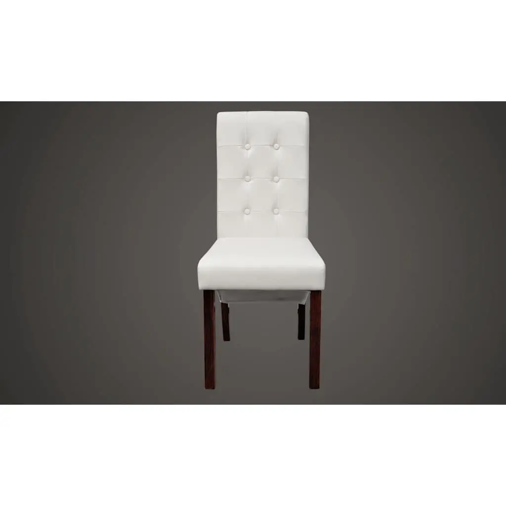 Dining Chairs Set of 4 White Faux Leather Ergonomic Kitchen Seat Padded Backrest