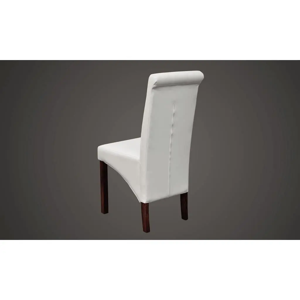 Dining Chairs Set of 4 White Faux Leather Ergonomic Kitchen Seat Padded Backrest