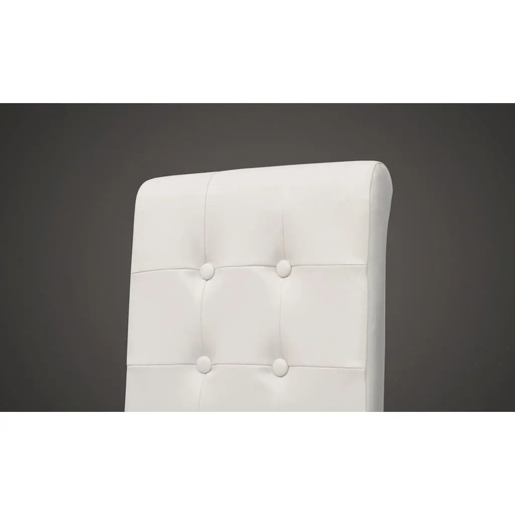 Dining Chairs Set of 4 White Faux Leather Ergonomic Kitchen Seat Padded Backrest