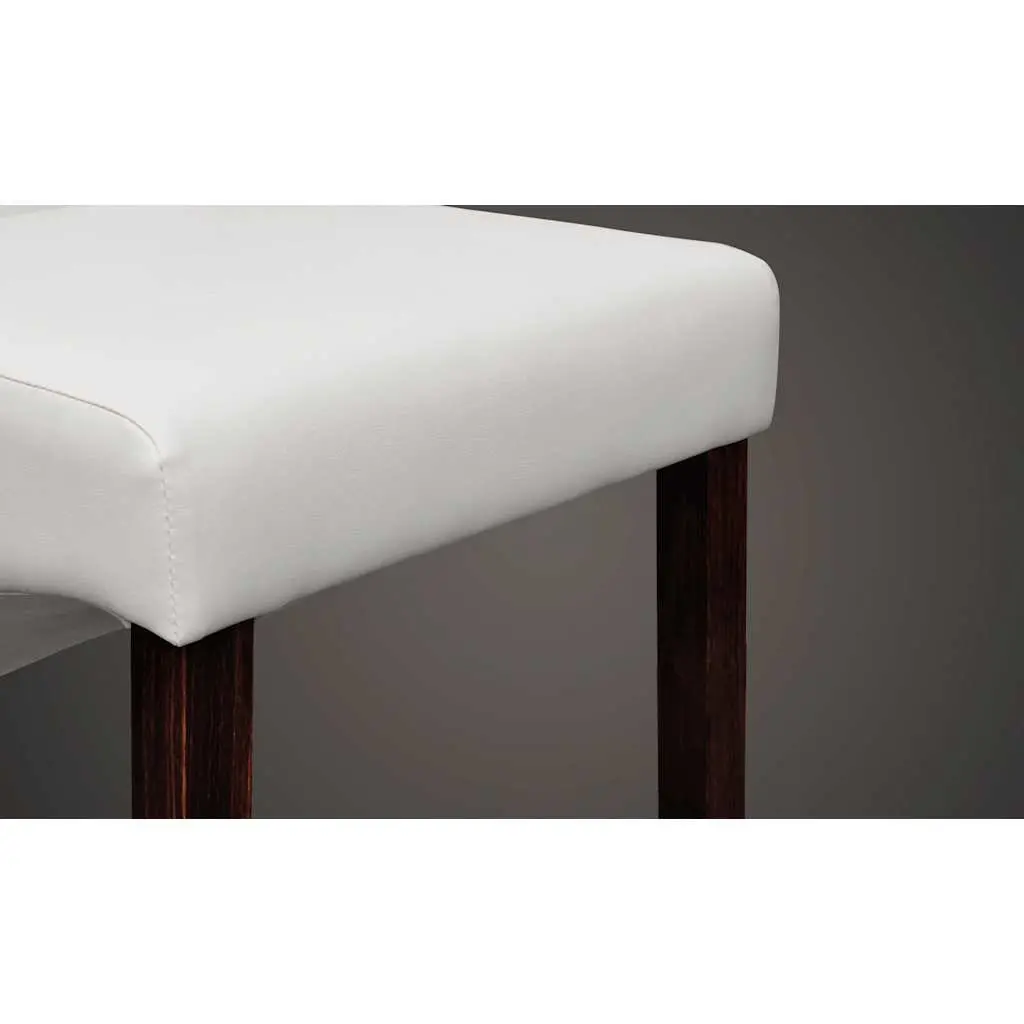 Dining Chairs Set of 4 White Faux Leather Ergonomic Kitchen Seat Padded Backrest