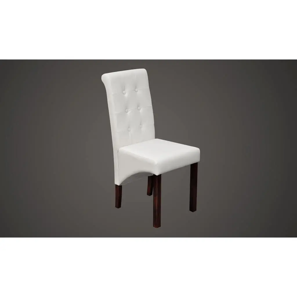 Dining Chairs Ergonomic White Faux Leather Set of 6
