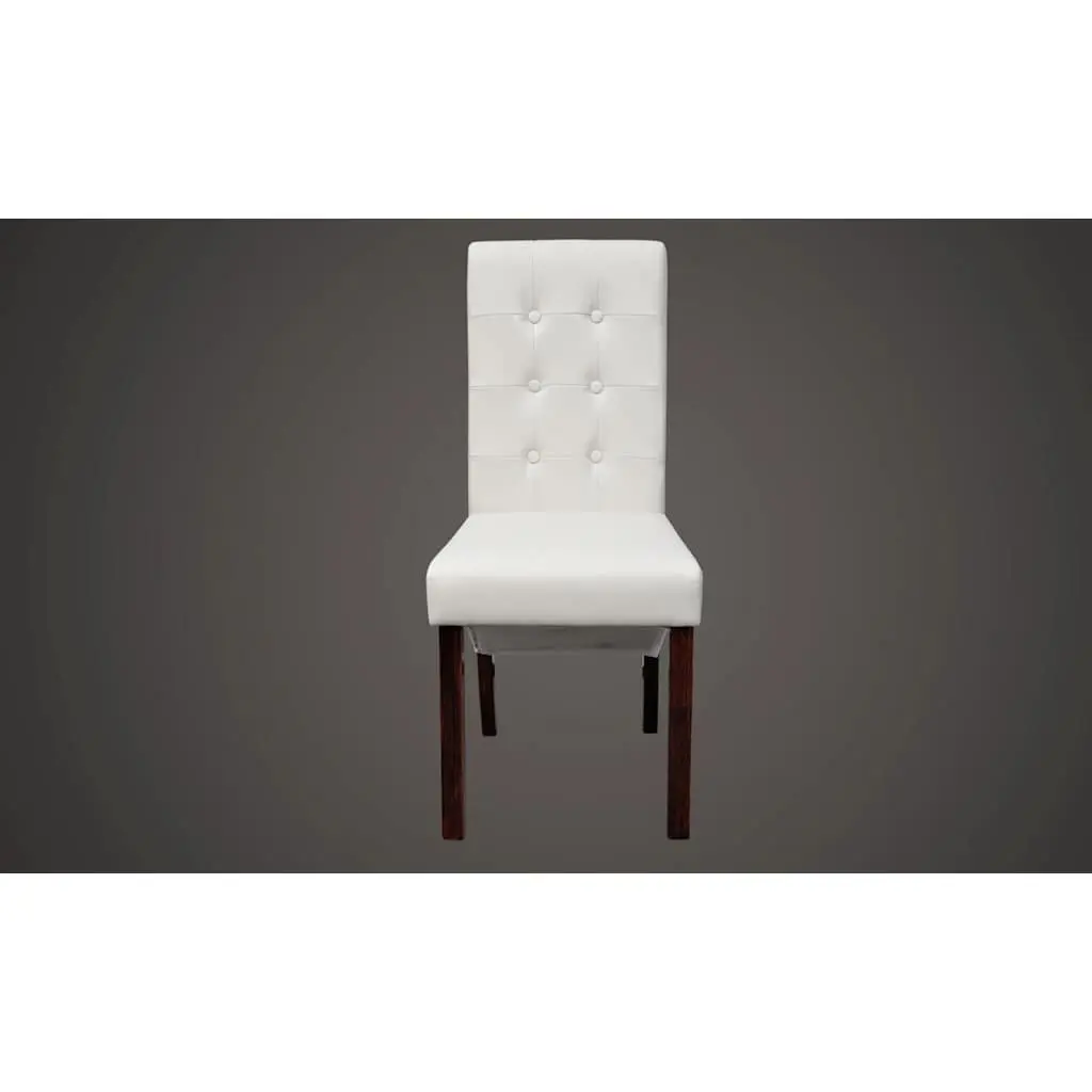 Dining Chairs Ergonomic White Faux Leather Set of 6