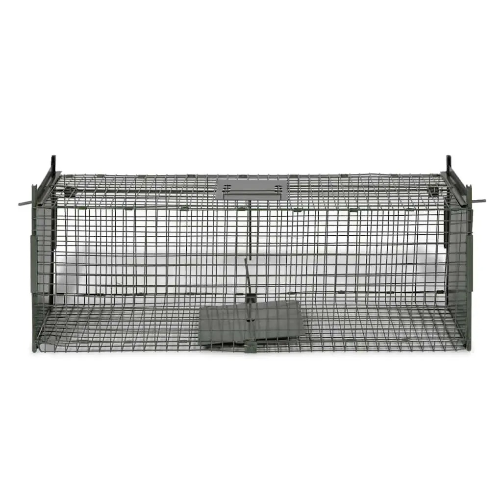 Live Animal Trap Cage Two Door Green Foldable Handle