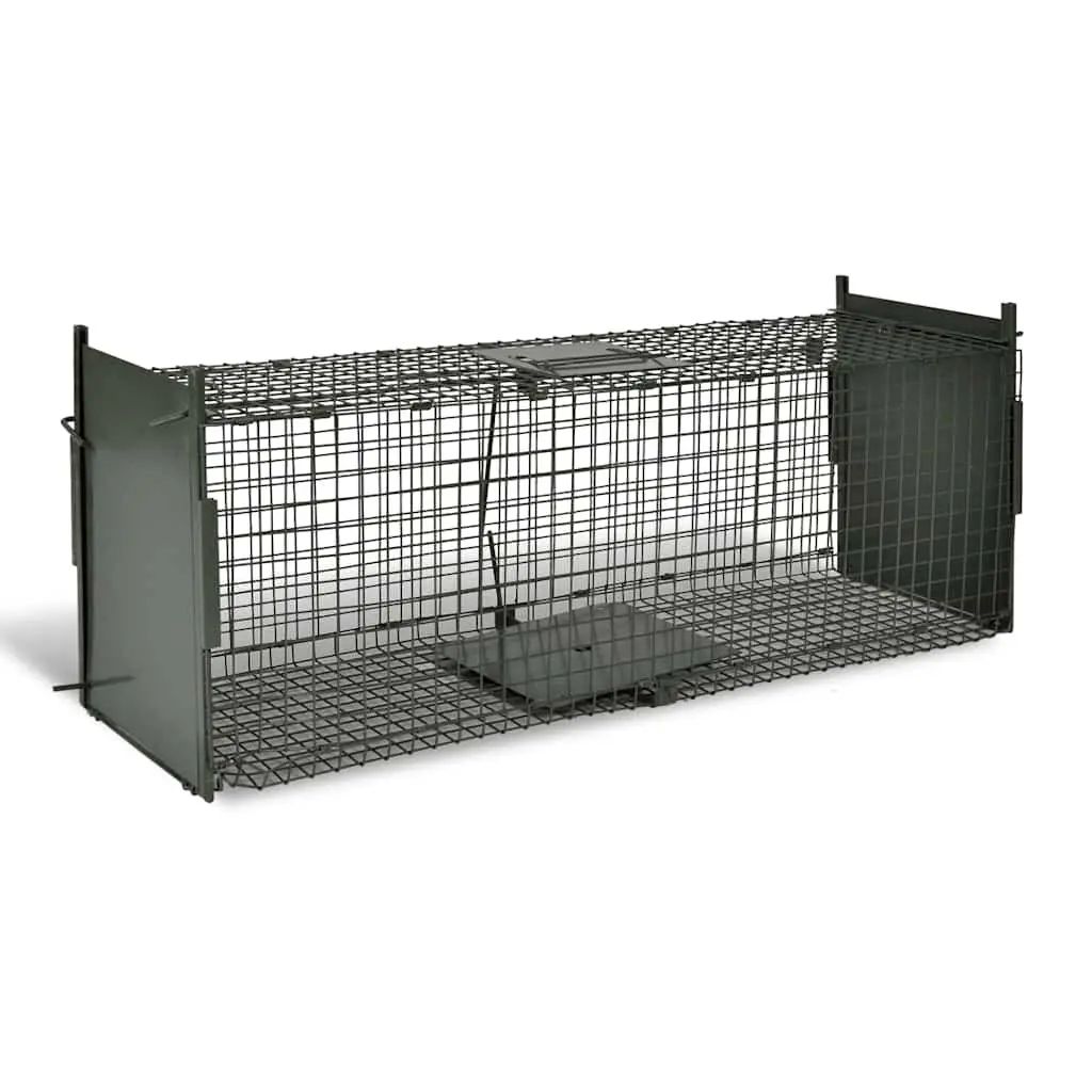 Live Animal Trap Cage Two Door Green Foldable Handle
