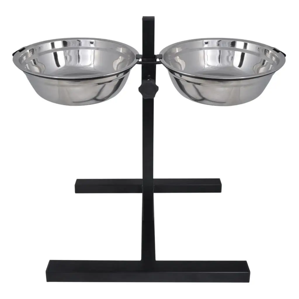 Adjustable Double Diner Pet Feeding Stand with 2 Stainless Steel Bowls 4.1L