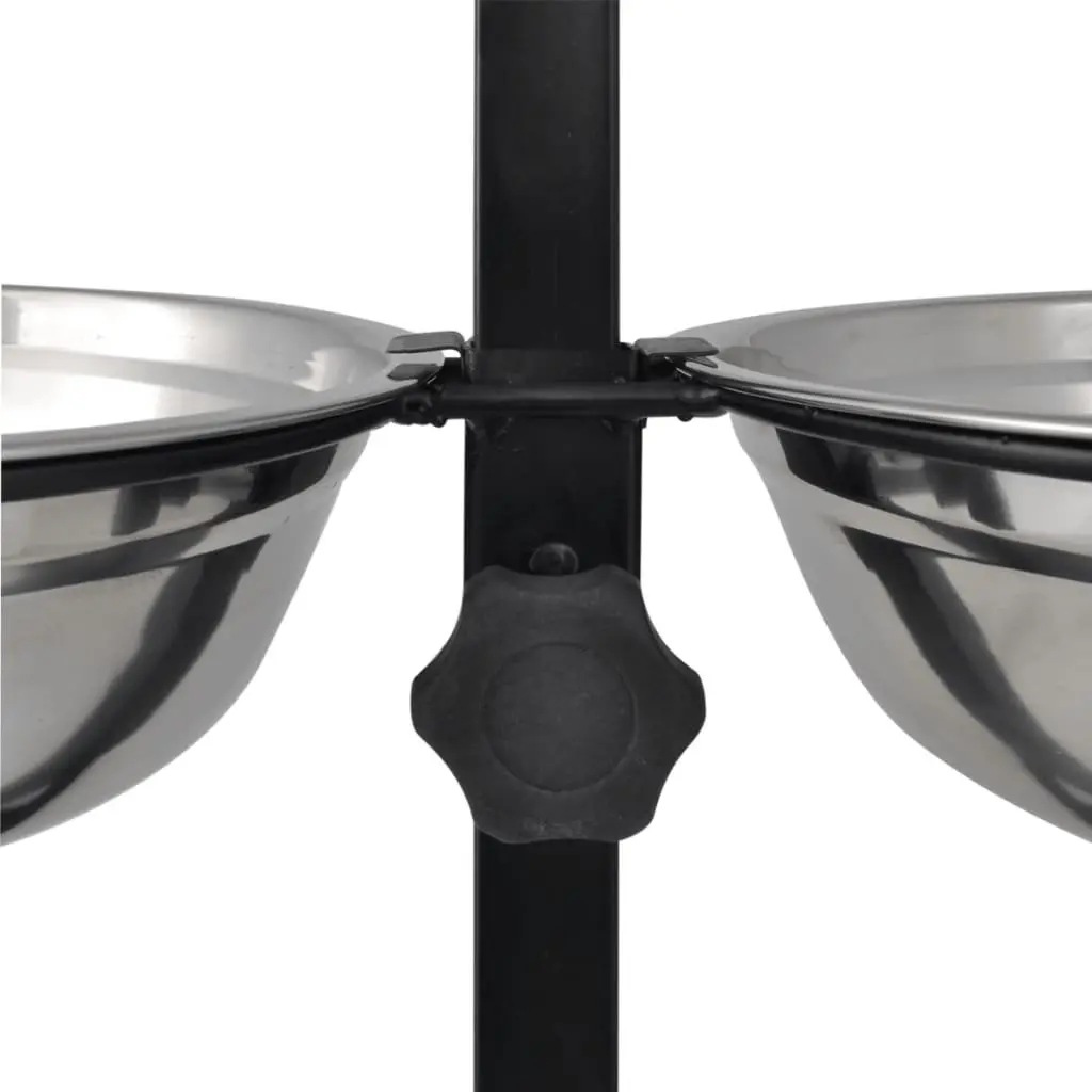 Adjustable Double Diner Pet Feeding Stand with 2 Stainless Steel Bowls 4.1L