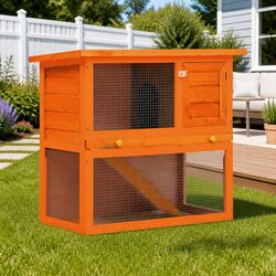 Friendly Wooden Rabbit Hutch for Your Pet - Brown