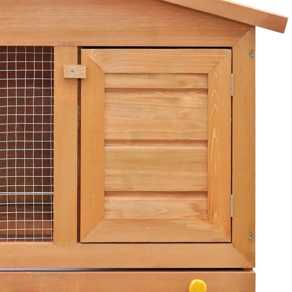 Rabbit Hutch Wooden 2-Tier Small Animal House Outdoor Enclosure Brown