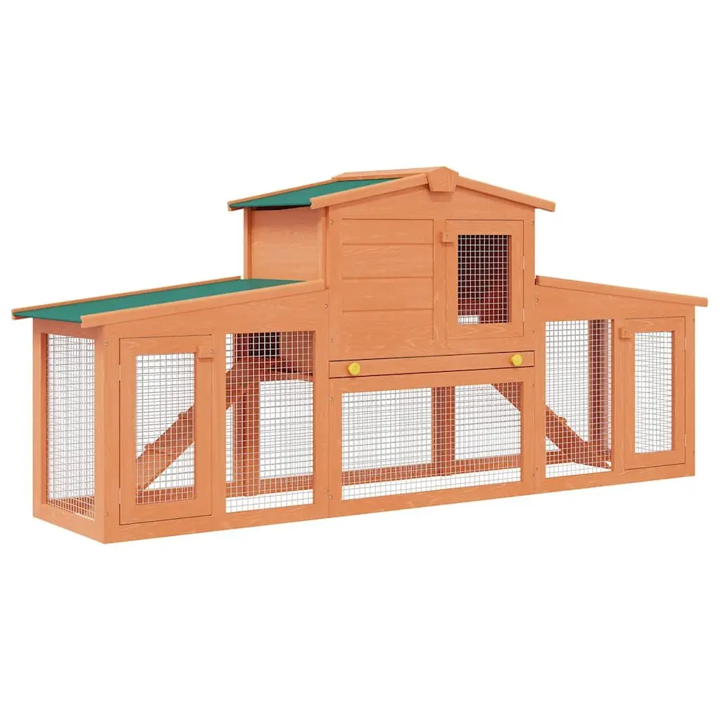 Large Rabbit Hutch Two Storey Wooden House Iron Wire Mesh Pet Enclosure